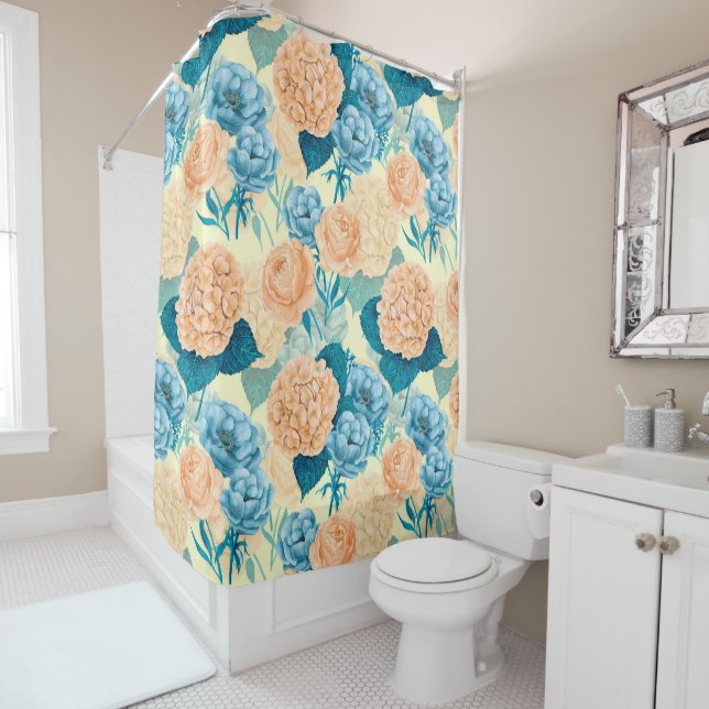 Spring garden watercolor shower curtain (In Situ)
