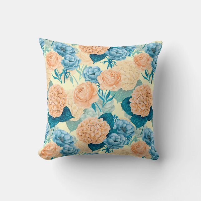 Spring garden watercolor throw pillow (Front)