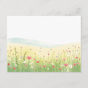 Spring Garden Watercolor with Mint Green Postcard