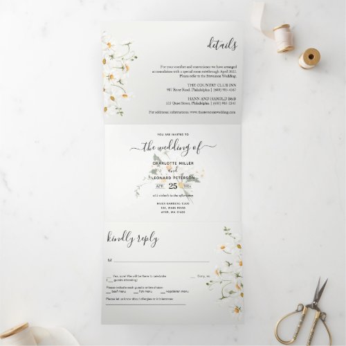Spring Garden Wedding photo Tri-Fold Invitation