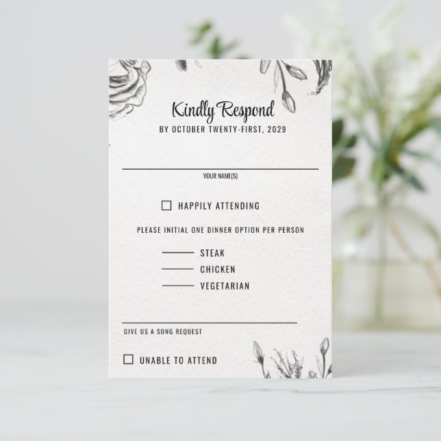 Spring Garden Wedding RSVP Card (Standing Front)