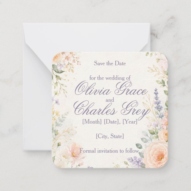 Spring Garden Wedding Save the Date Note Card (Front)