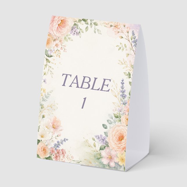 Spring Garden Wedding Table Number Paper Table Tent (Back)