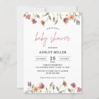 Spring Garden Wildflower Baby Shower Invitation