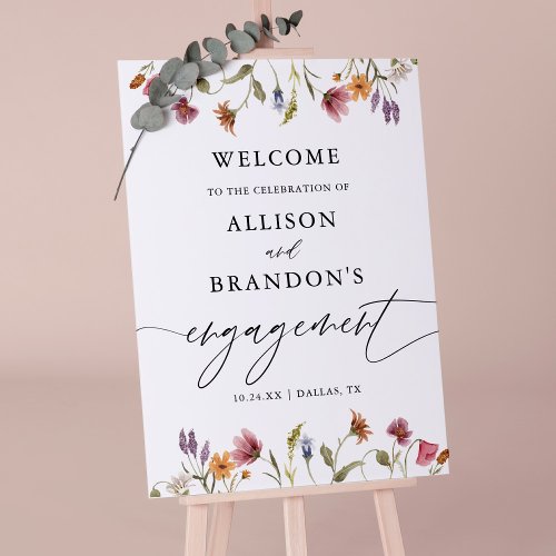 Spring Garden Wildflower Engagement Welcome Sign