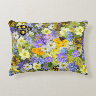 Spring Garden Wildflower Floral Pattern Accent Pillow