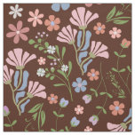 Spring Garden with Chocolate Brown Background Fabric