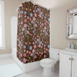 Spring Garden with Chocolate Brown Background Shower Curtain
