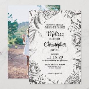 Spring Garden with Photo Wedding Invitation