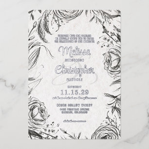Spring Garden with Photo Wedding Invitation Foil Invitation