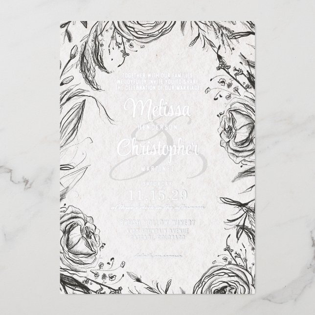 Spring Garden with Photo Wedding Invitation Foil Invitation (Front)