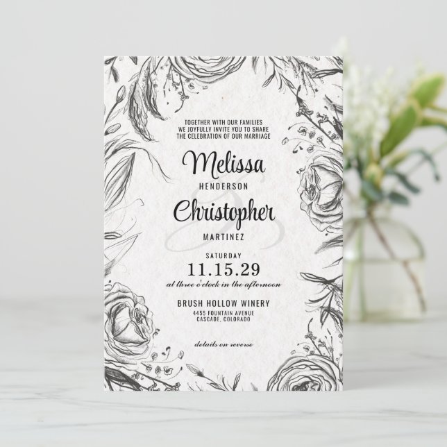 Spring Garden with QR Code Wedding Invitation (Standing Front)