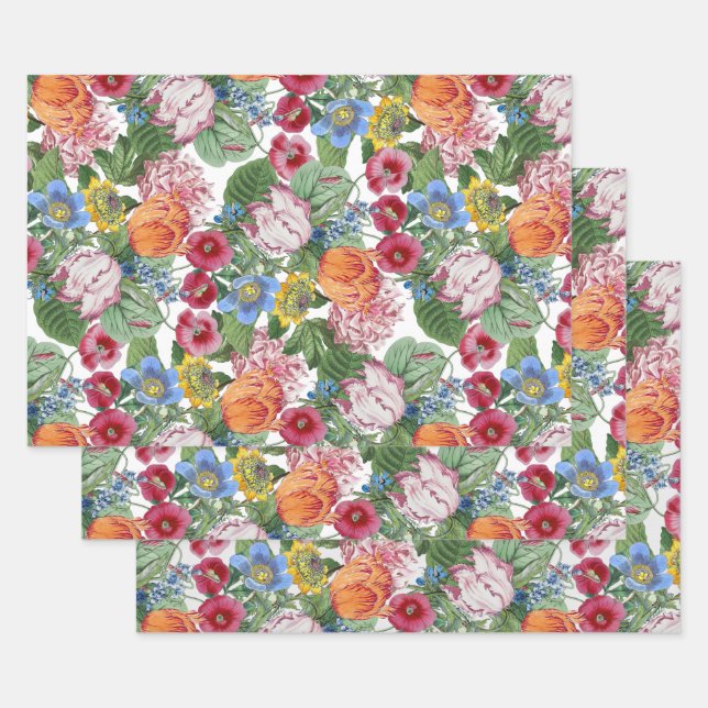 Spring garden wrapping paper sheets (Set)