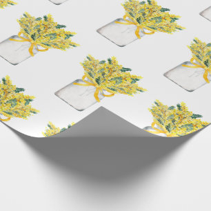 Spring Garden Yellow Flowers Glass Jar Watercolor Wrapping Paper