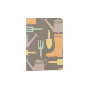 Spring gardening Tools Brown Yellow Pattern Passport Holder