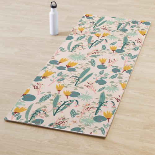 Spring Gardens Leaf Flower Pattern Yoga Mat