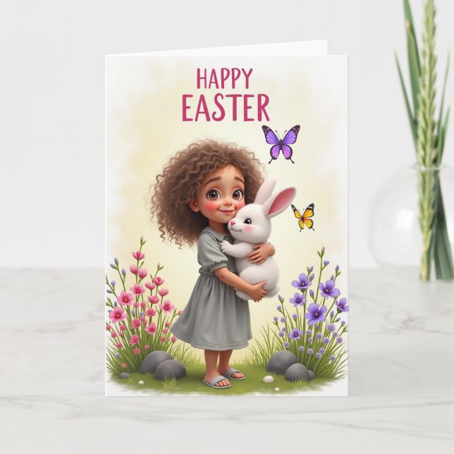 Spring Girl And Rabbit Card (Front)