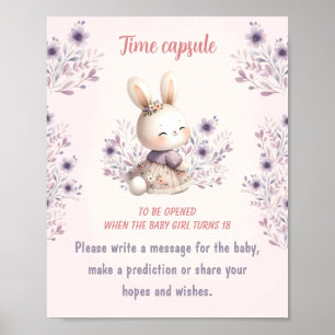 Spring Girl Baby Shower Time Capsule Sign Game
