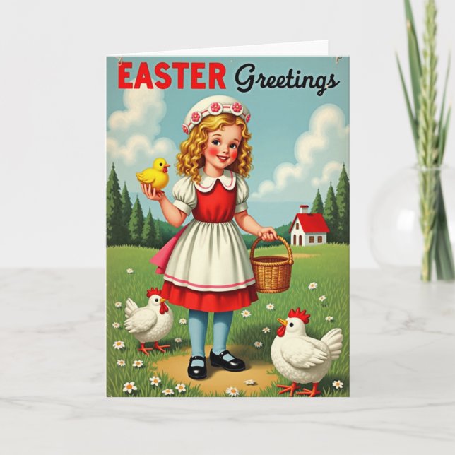 Spring Girl Easter Scene Card (Front)