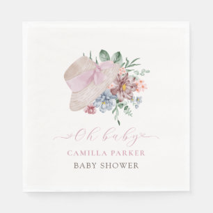 Spring Girl Garden Hat Baby Shower Welcome Sign Napkins