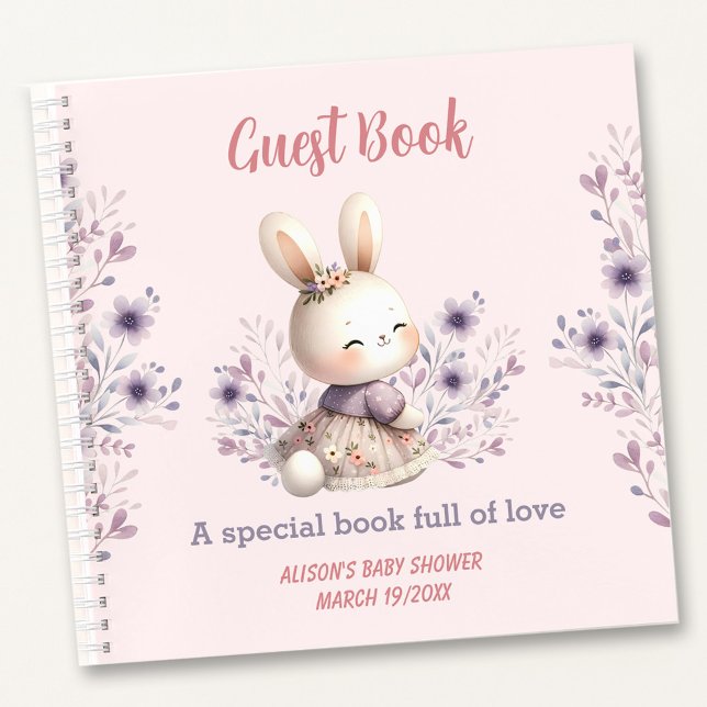 Spring Girl Pink Purple Baby Shower Guest Book (Spring Girl Pink Purple Baby Shower Guest Book)