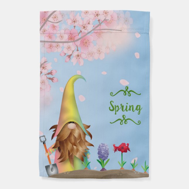Spring Gnome Garden Flag (Back)