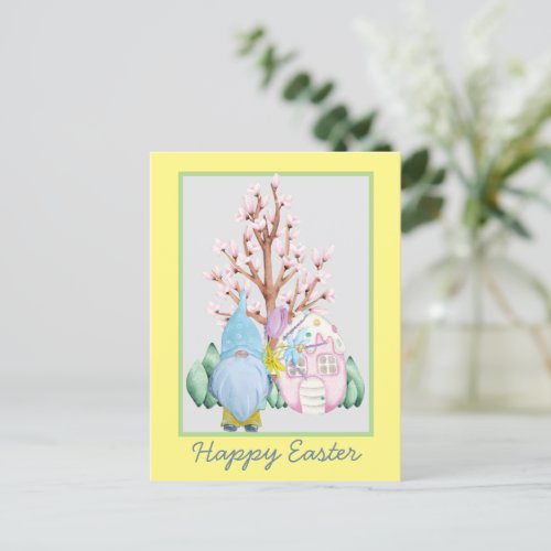 Spring Gnome Home Happy Easter Card