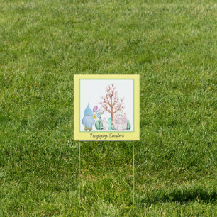 Spring Gnome Home Happy Easter Yard Sign