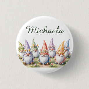 Spring Gnomes in a Meadow Button