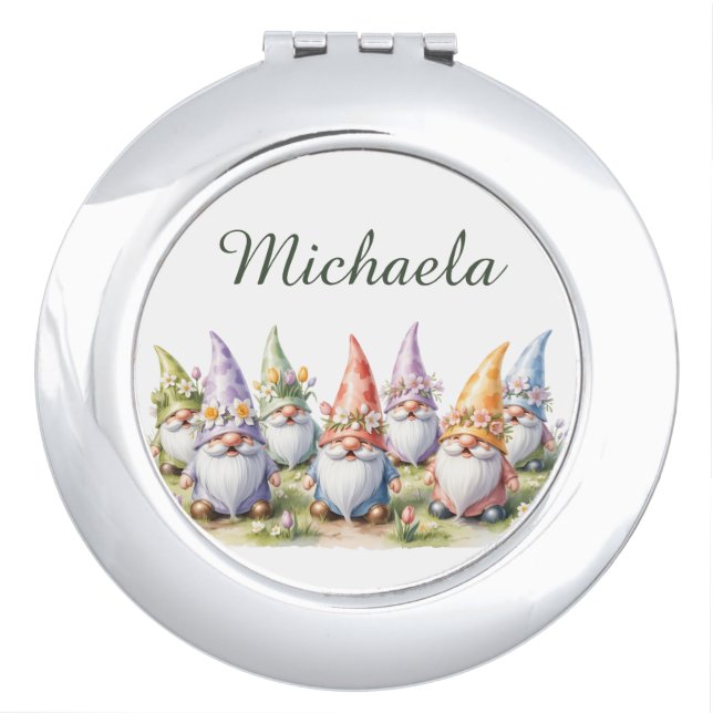 Spring Gnomes in a Meadow Compact Mirror (Front)