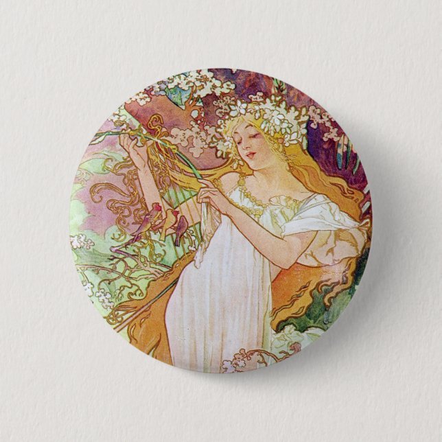 Spring Goddess Pinback Button (Front)