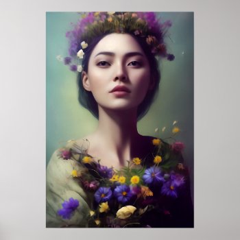 Spring Goddess With Wildflowers Poster by thatcrazyredhead at Zazzle