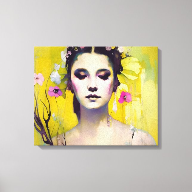 Spring Goddess Yellow Background Canvas Print (Front)