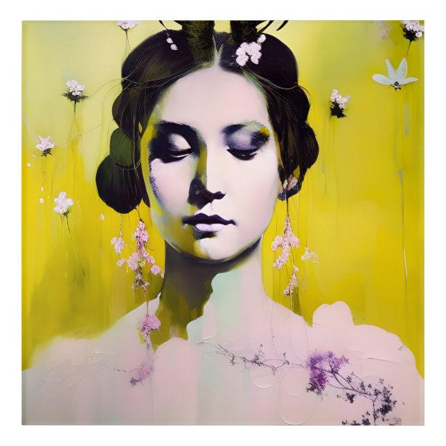 Spring Goddess Yellows and Pinks Acrylic Print (Front)