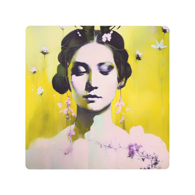 Spring Goddess Yellows and Pinks Metal Print (Front)