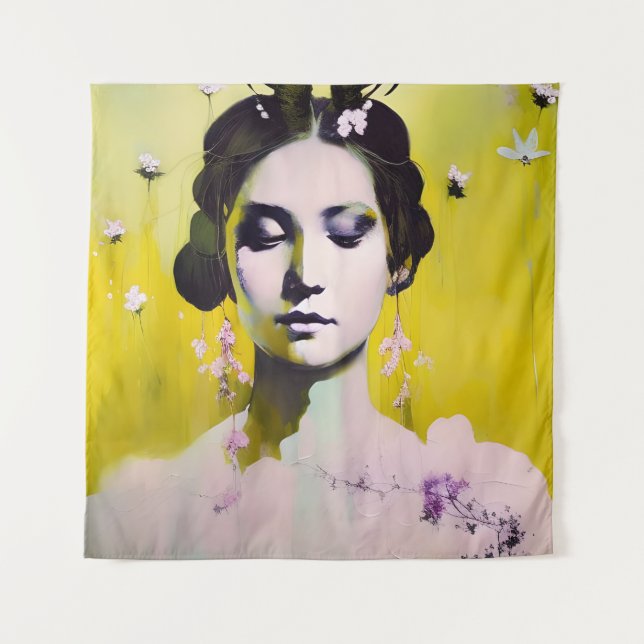 Spring Goddess Yellows and Pinks Tapestry (Front)