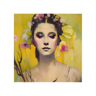 Spring Goddess Yellows and Pinks Wood Wall Art