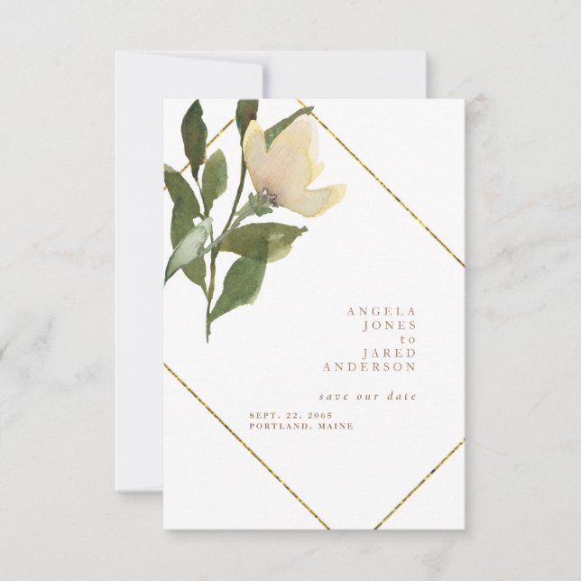 Spring Gold & White Simple Save our Date Save The Date (Front)