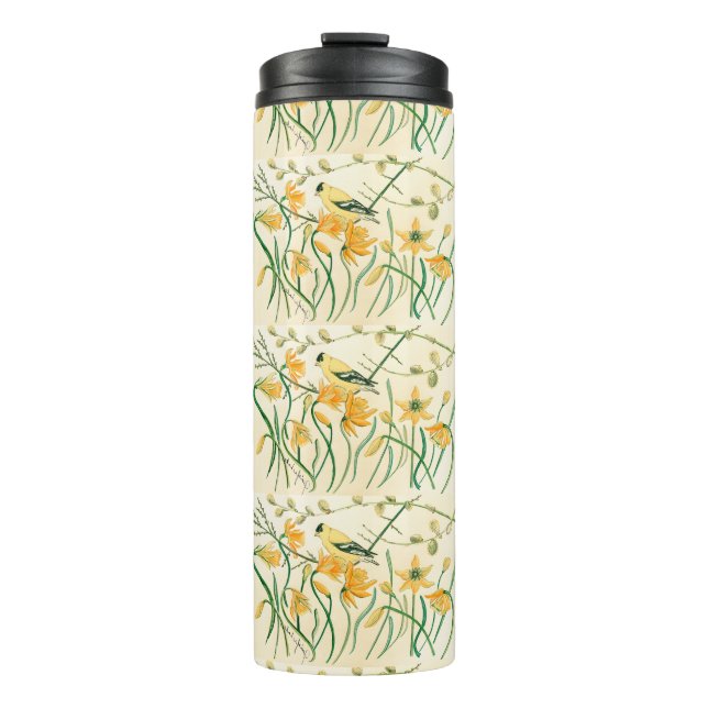 Spring Goldfinch Bowl Thermal Tumbler (Front)