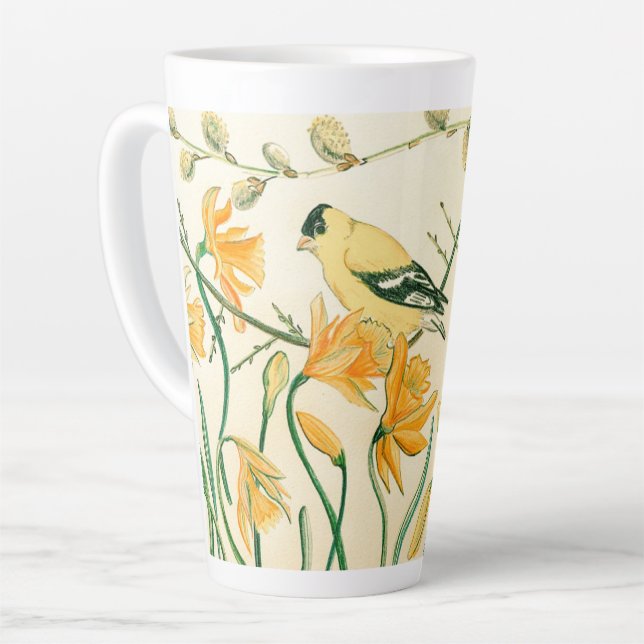 Spring Goldfinch Latte Mug (Left Angle)