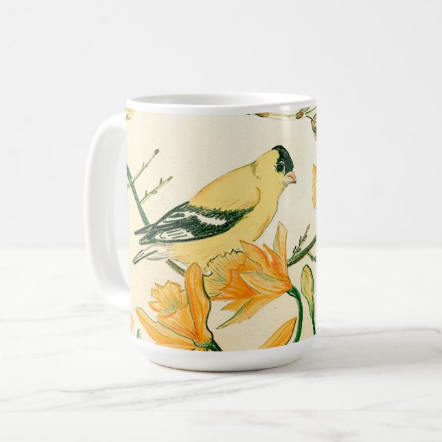Spring Goldfinch Mug (Front Left)