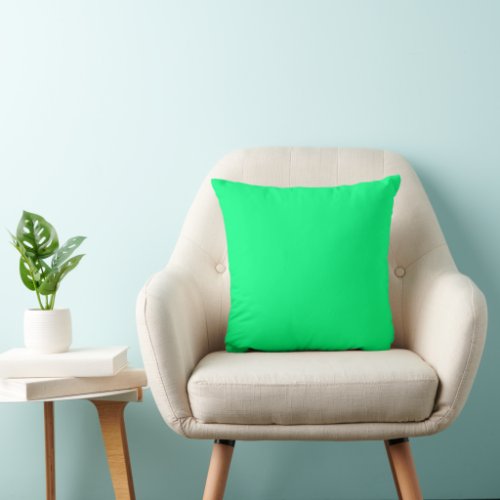 Spring Green 00FF7F Solid 25 Green Shades Throw Pillow