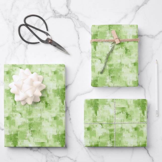 Spring Green Abstract  Wrapping Paper Sheets (Front)