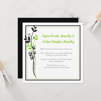 Spring Green and Black Floral Reception Only | Invitation