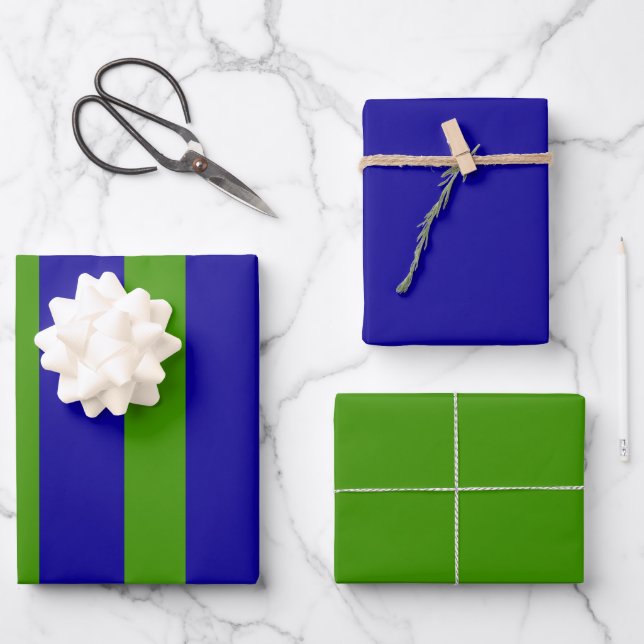 Spring Green and Blue  Wrapping Paper Sheets (Front)