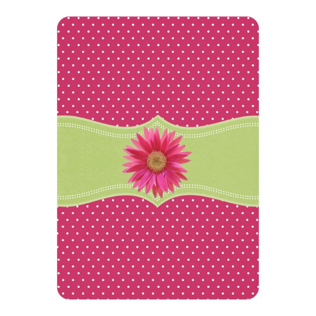 Spring Green And Fuschia Pink Daisy Bridal Shower Invitation