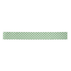 Spring Green and White Polka Dot Pattern on Satin Ribbon