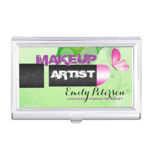 Spring Green Background Makeup Artis Business Card Holder