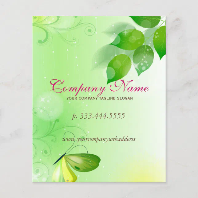 Spring Flyer Butterfly Spring Green Background With Butterfly Flyer | Zazzle