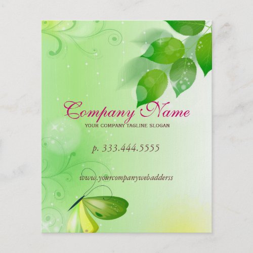 Spring Green Background With Butterfly Flyer